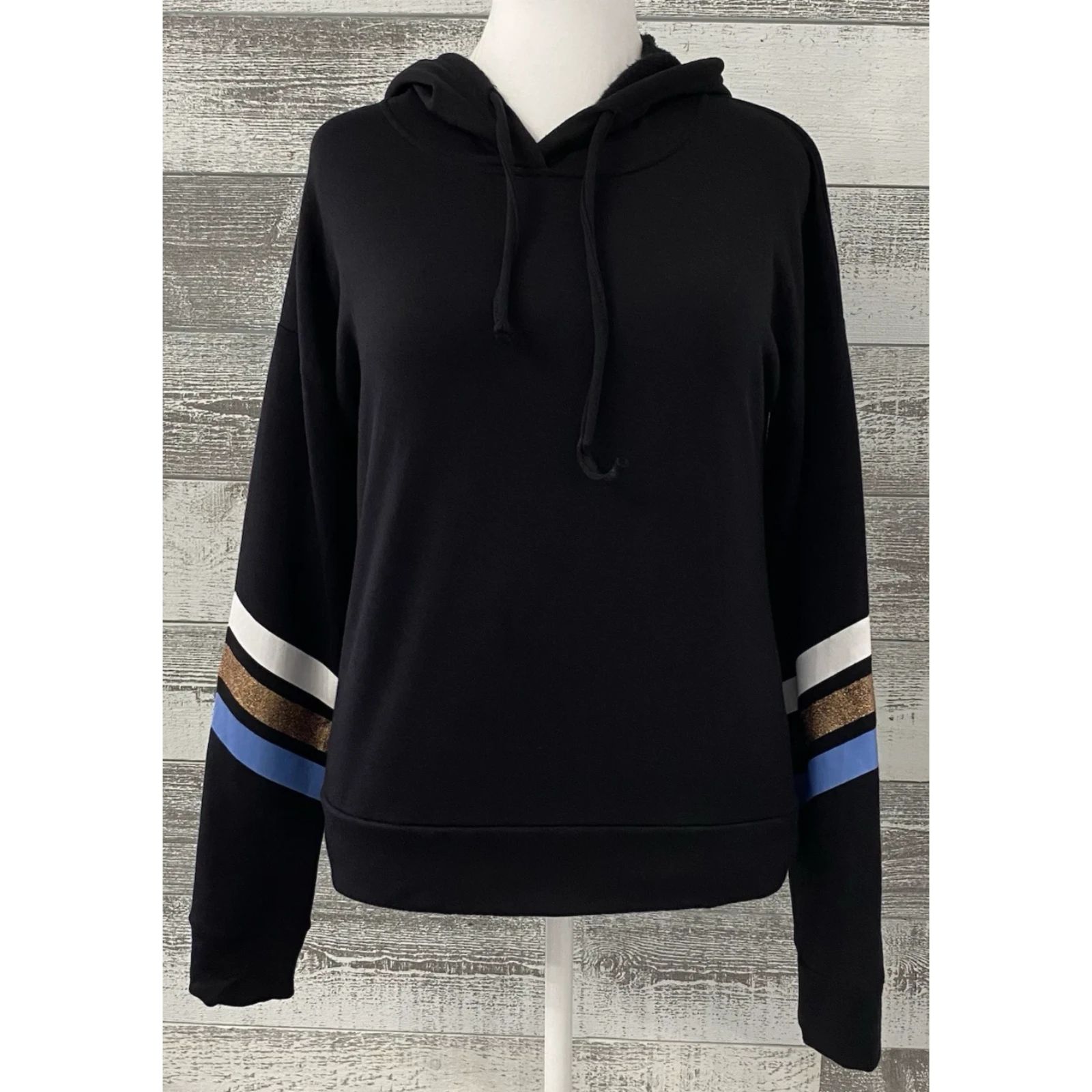 Btween Women's Hoodie Size L Shirt Black Long Sleeve Fleece Lined Top